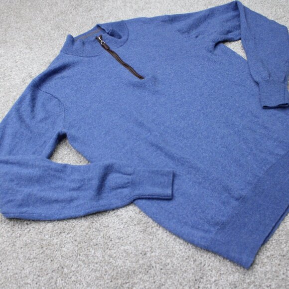 Peter Millar Sweater Men Small Blue 1/4 Zip 100% Merino Wool Pullover Sweatshirt - Picture 6 of 14